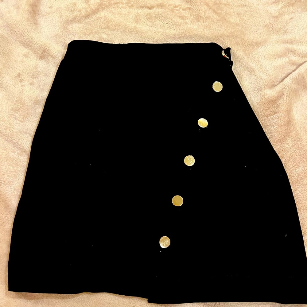 Asymmetrical Black Button up Skirt
